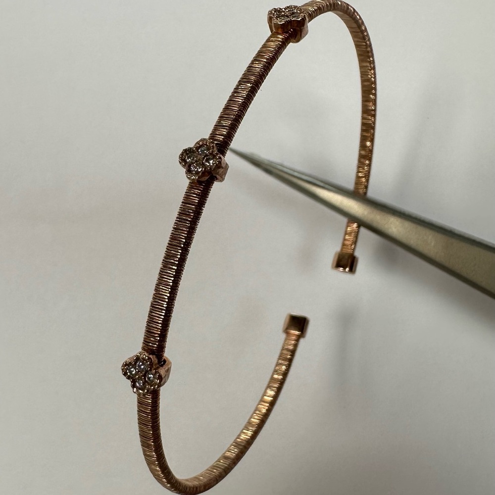 Delicate Rose Gold Floral Accent Cuff Bracelet